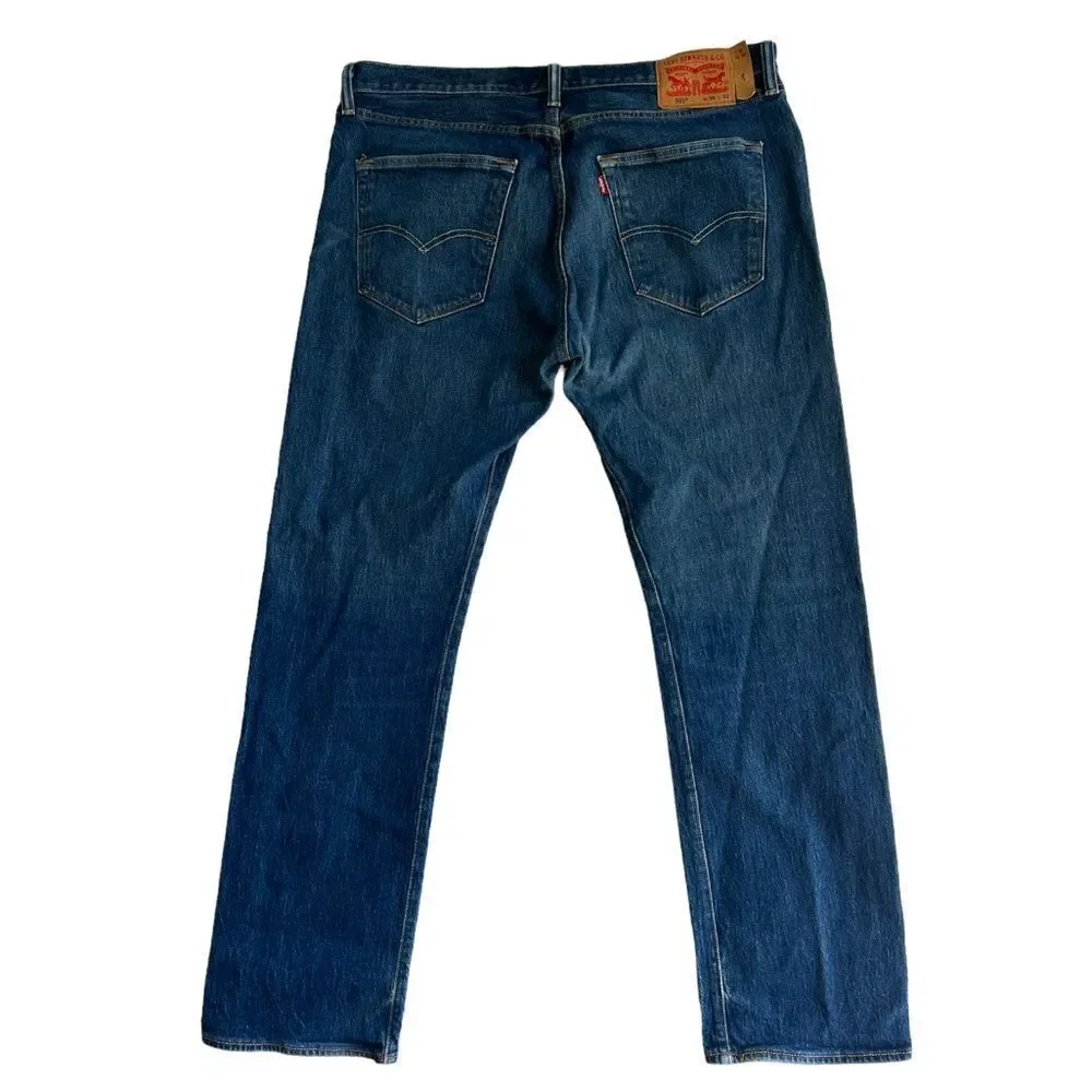 Levi’s Men 501 Button Fly jeans Straight Leg Medium Wash Blue Jeans  36 X 32